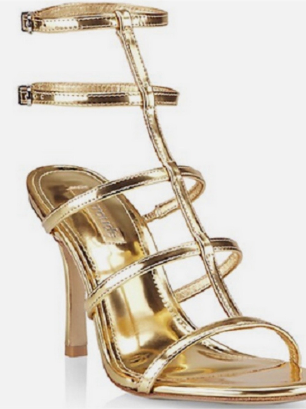 LARROUDE Metallic Gold Serena Gladiator Stiletto Sandals Made Brazil Size 9